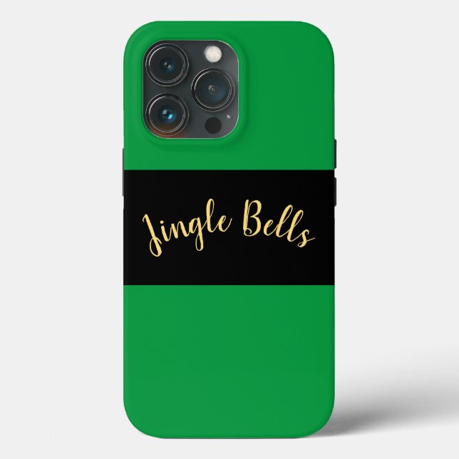 Coques Case-Mate iPhone Festif Noël Vert Banded Jingle Bells Texte (Verso)