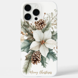 Coque iPhone 16 Pro Max Festif pétillant Noël Floral