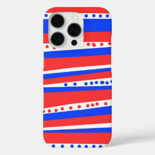 Coque iPhone 16 Pro Festif Rouge Bleu Bleu Cercles Bleu Bleu