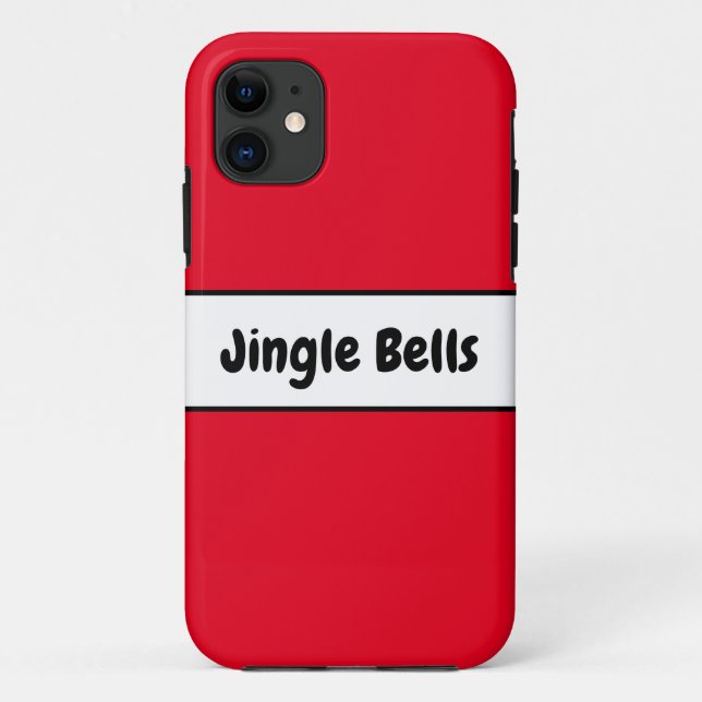 Coques Case-Mate iPhone Festif Rouge brillant Blancs Jingle Bells Texte (Dos)