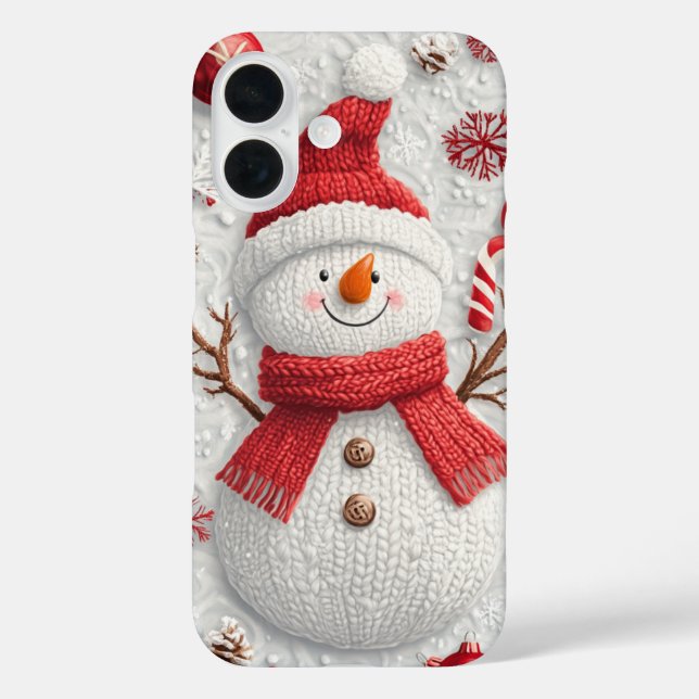 Coques Case-Mate iPhone Festin Knitted Snowman Noël (Verso)