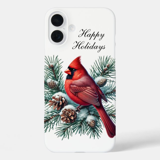 Coques Case-Mate iPhone Festive Christmas Holiday Cardinal customizable  (Verso)