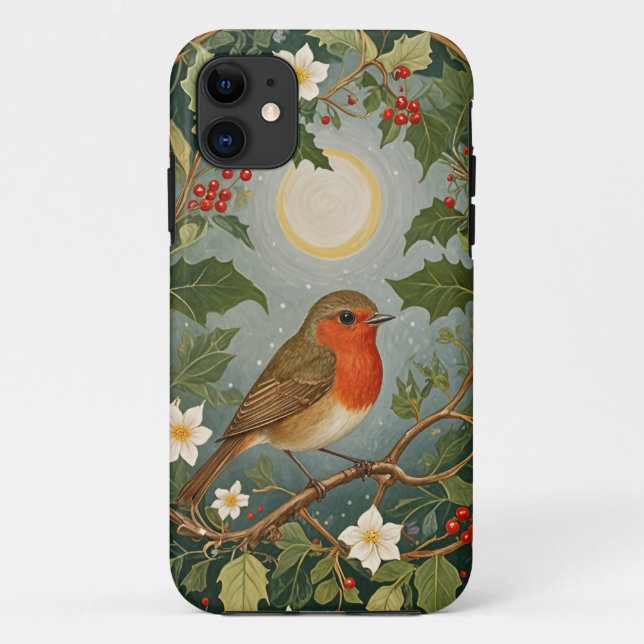Coques Case-Mate iPhone Festive Robin et Holly (Dos)