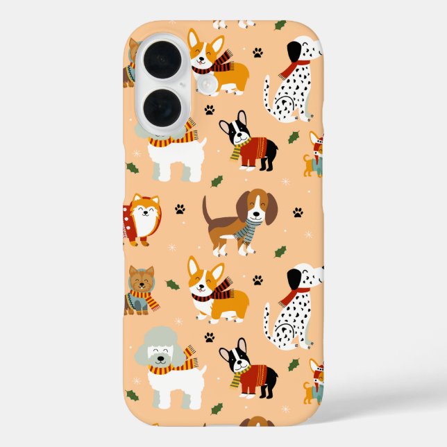Coques Case-Mate iPhone Festive Winter Puppy Scarves (Verso)