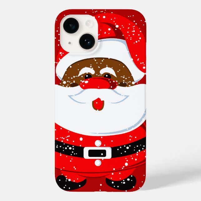 Coques Case-Mate iPhone Fête de Noël du Père Noël afro-américain (Verso)