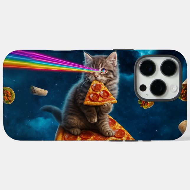 Coques Case-Mate iPhone Fête de pizza de chat laser (Verso (horizontal))