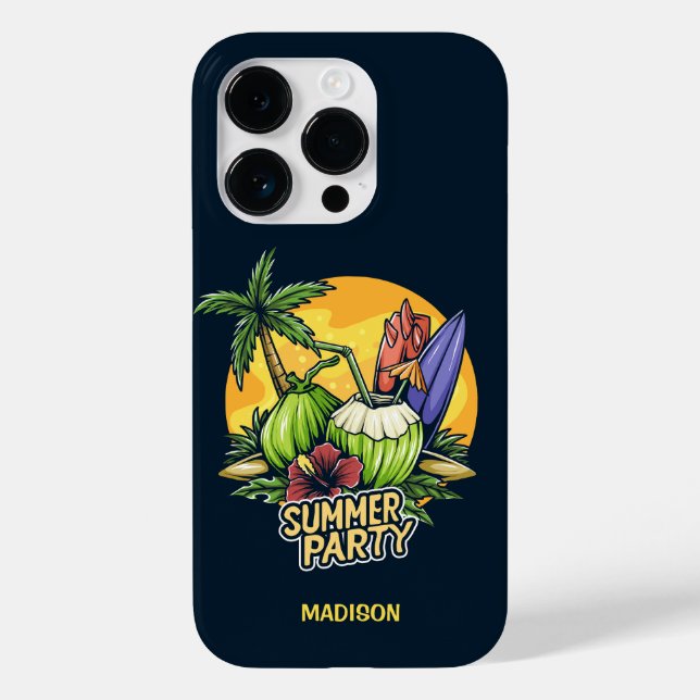 Coques Case-Mate iPhone Fête d'été Tropical Texte Personnalisé (Verso)