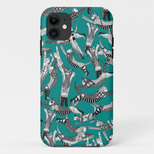Etui iPhone Case-Mate fête du chat turquoise