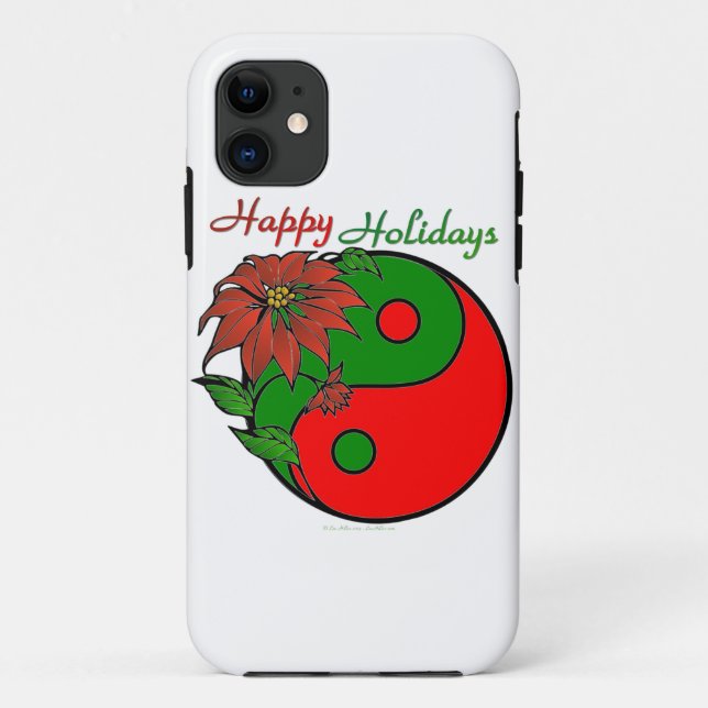Coques Case-Mate iPhone Fête Yin Yang Poinsettia Vert Rouge (Dos)