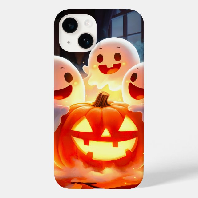Coques Case-Mate iPhone Feu Citrouille éffrayant Ghost (Verso)