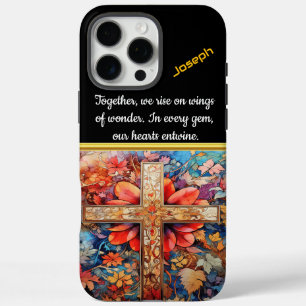 Coque iPhone 16 Pro Max Feuillage Automne Avec Croix Aquarelle