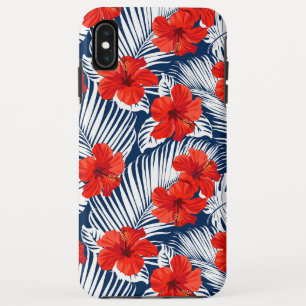 Case-Mate iPhone Case Feuillage Tropical Avec Fleur D'Hibiscus Rouge