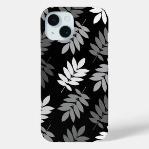 Coque Case-Mate iPhone Feuille aînée grand motif noir blanc gris