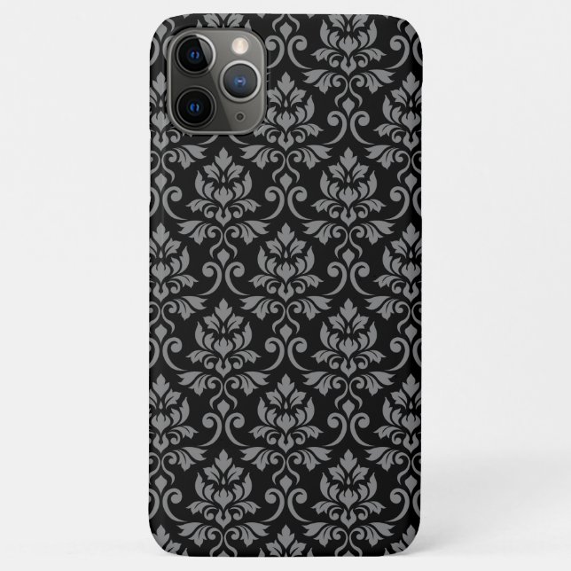 Coques Case-Mate iPhone Feuille Damask Gris sur noir (Dos)
