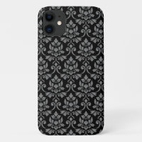 Feuille Damask Gris sur noir