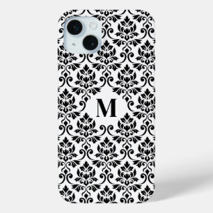 Coque Case-Mate iPhone Feuille Damask Motif noir (personnalisé)