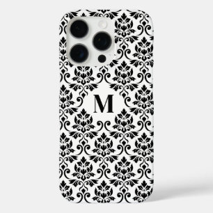 Coque iPhone 16 Pro Feuille Damask Motif noir (personnalisé)