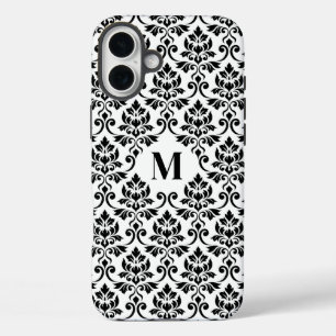 Coque Pour iPhone 16 Plus Feuille Damask Motif noir (personnalisé)