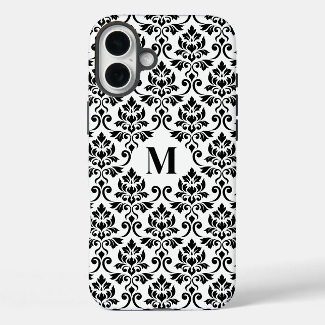 Coques Case-Mate iPhone Feuille Damask Motif noir (personnalisé) (Verso)