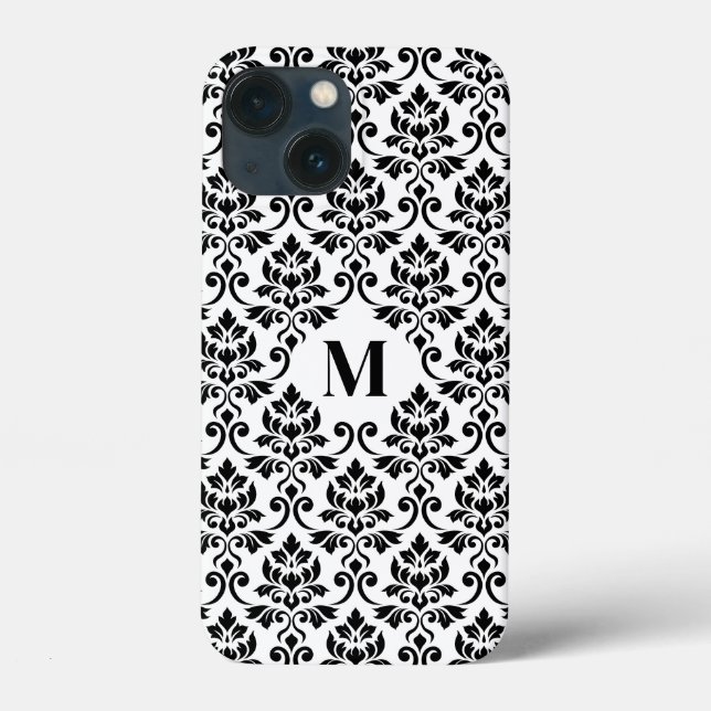 Coques Case-Mate iPhone Feuille Damask Motif noir (personnalisé) (Verso)