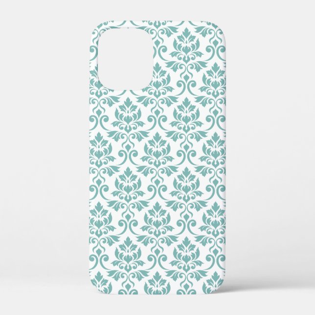 Coques Case-Mate iPhone Feuille Damask Motif Turquoise (Verso)