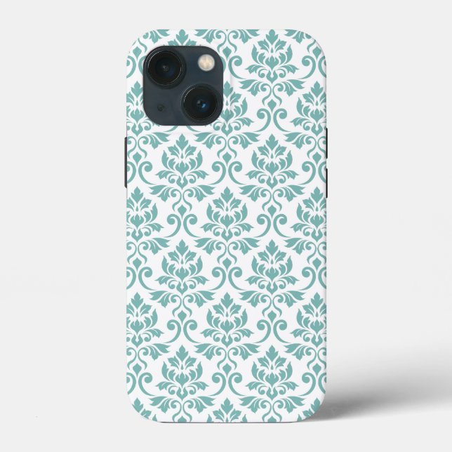 Coques Case-Mate iPhone Feuille Damask Motif Turquoise (Verso)
