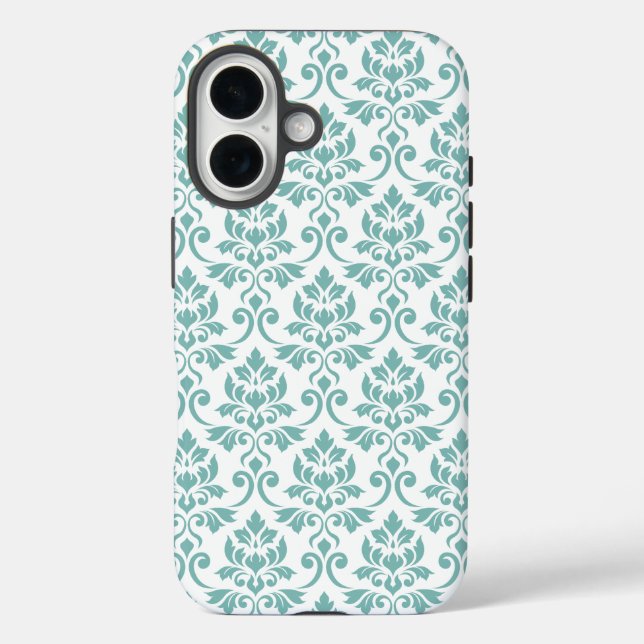 Coques Case-Mate iPhone Feuille Damask Motif Turquoise (Verso)