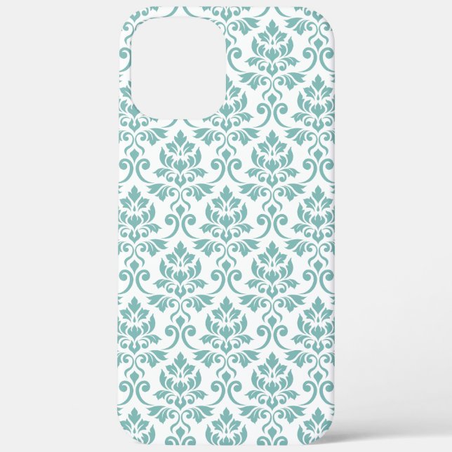 Coques Case-Mate iPhone Feuille Damask Motif Turquoise (Verso)