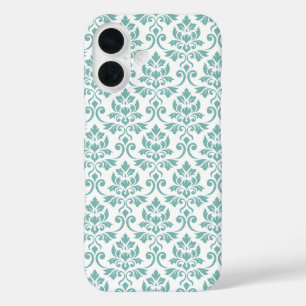 Coque Pour iPhone 16 Feuille Damask Motif Turquoise