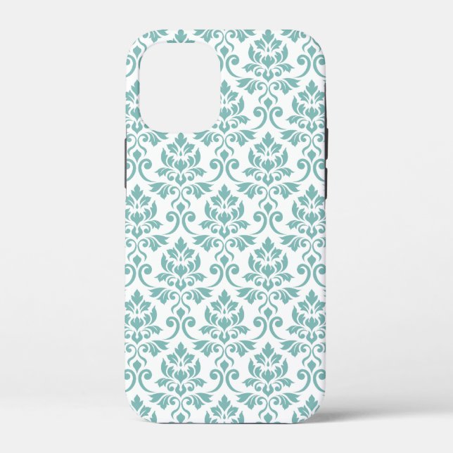 Coques Case-Mate iPhone Feuille Damask Motif Turquoise (Verso)