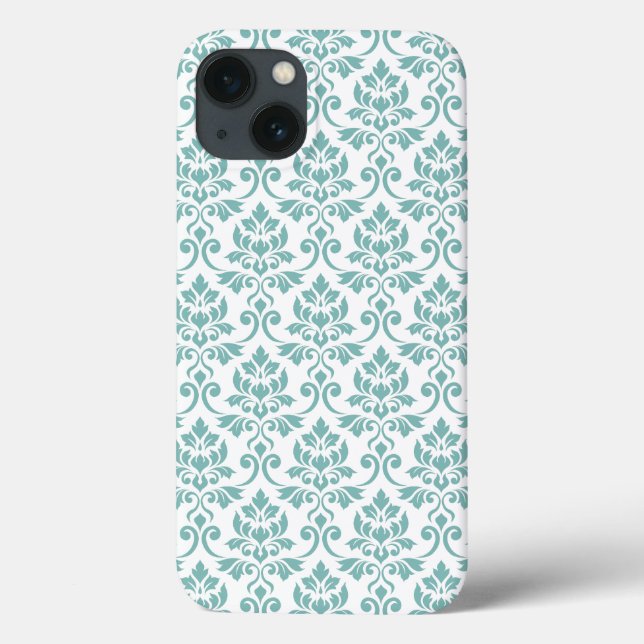 Coques Case-Mate iPhone Feuille Damask Motif Turquoise (Verso)