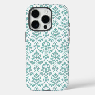 Coque iPhone 16 Pro Feuille Damask Motif Turquoise