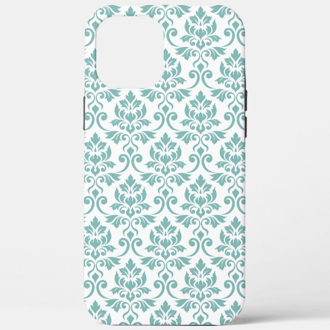Coques Case-Mate iPhone Feuille Damask Motif Turquoise (Verso)