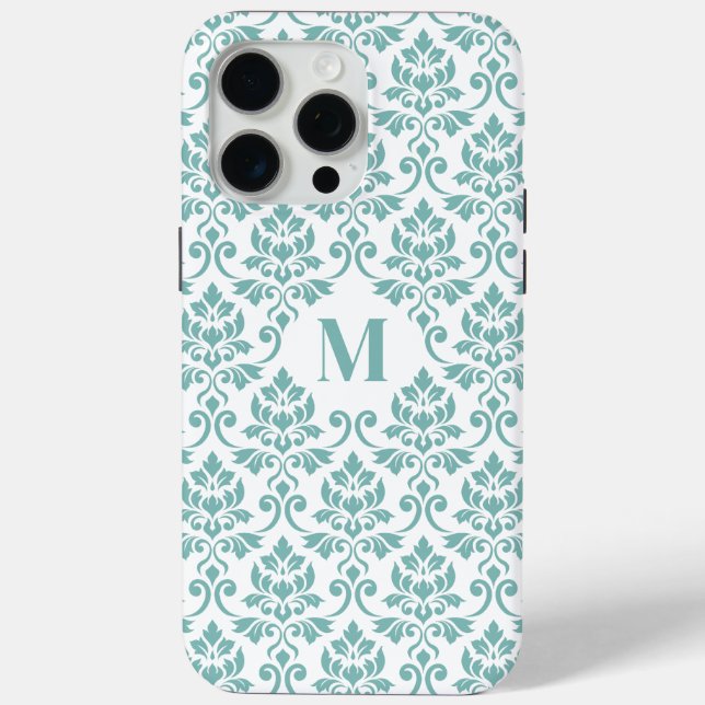 Coques Case-Mate iPhone Feuille Damask Motif Turquoise (personnalisé) (Verso)