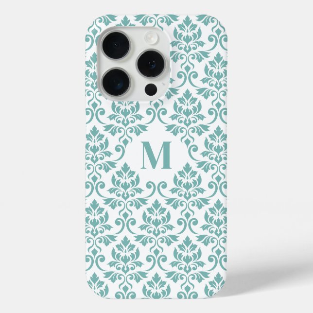 Coques Case-Mate iPhone Feuille Damask Motif Turquoise (personnalisé) (Verso)