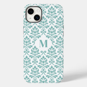 Coque Case-Mate iPhone Feuille Damask Motif Turquoise (personnalisé)