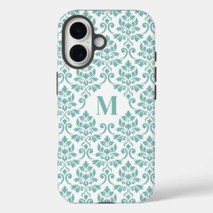 Coque Pour iPhone 16 Feuille Damask Motif Turquoise (personnalisé)