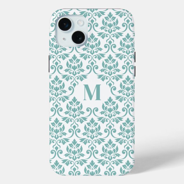 Coques Case-Mate iPhone Feuille Damask Motif Turquoise (personnalisé) (Verso)