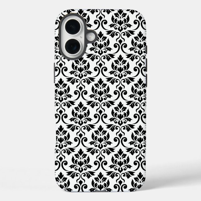 Coques Case-Mate iPhone Feuille Damask Patte noir sur blanc (Verso)