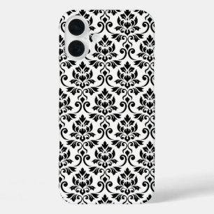 Coque Pour iPhone 16 Plus Feuille Damask Patte noir sur blanc