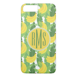 Coque iPhone 8 Plus/7 Plus Feuille de banane et monogramme du motif   de