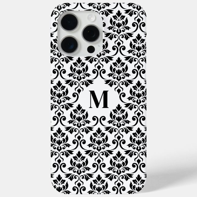 Coques Case-Mate iPhone Feuille de Damas motif noir (sur mesure) (Verso)