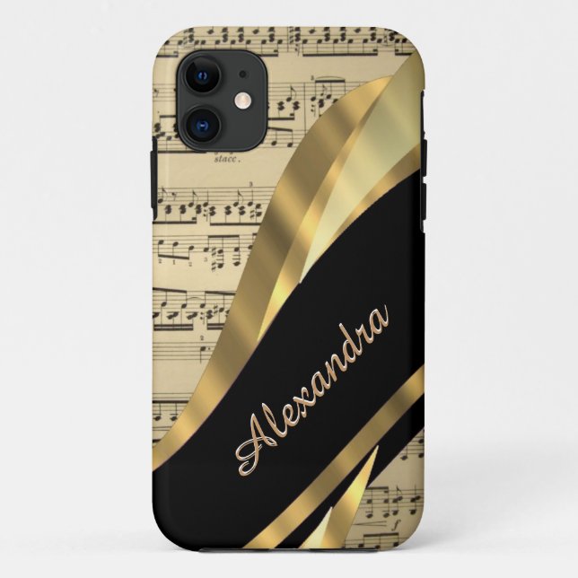 Coques Case-Mate iPhone Feuille de musique élégante personnalisée (Dos)