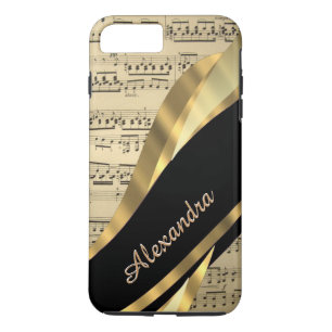 Coque iPhone 8 Plus/7 Plus Feuille de musique élégante personnalisée
