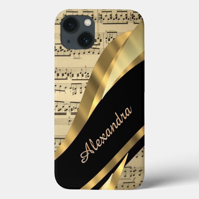 Coques Case-Mate iPhone Feuille de musique élégante personnalisée (Verso)