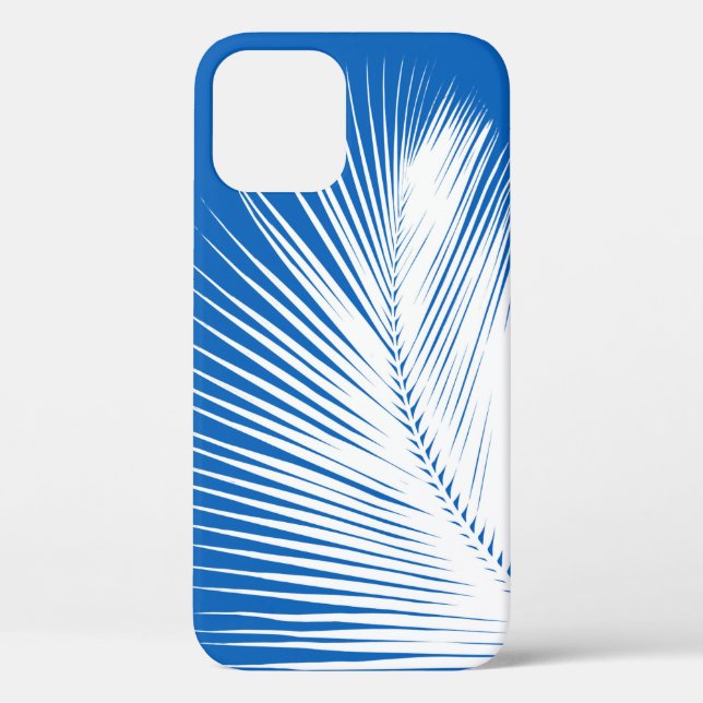 Coques Case-Mate iPhone Feuille de palme - blanc sur bleu cobalt (Verso)