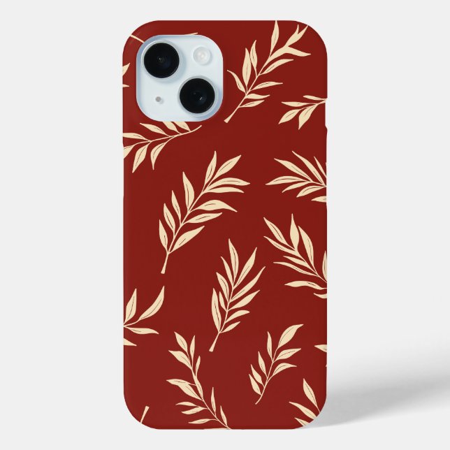 Coques Case-Mate iPhone Feuille de palme tropicale rouge Bourgogne (Verso)