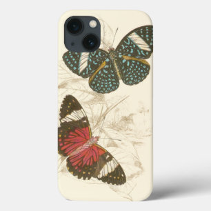 Case-Mate iPhone Case Feuille de sépia avec les papillons colorés