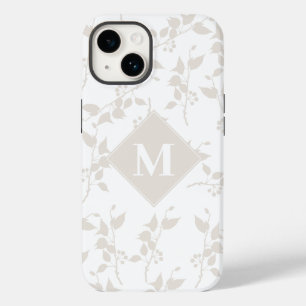 Coque Case-Mate iPhone Feuille décorative Botanique Beige Monogramme