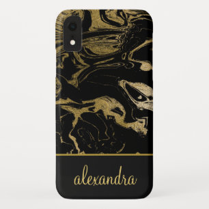 Case-Mate iPhone Case Feuille d'or - monogramme de marbre élégant